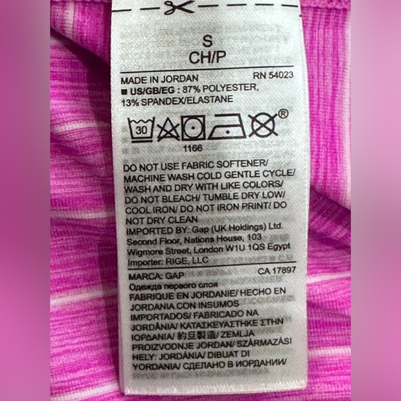 🌷GapFit Women’s Hooded Shirt - Pink w/ White Stripes - Size Small - Picture 9 of 11